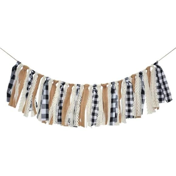 Buffalo Check Plaid Banner Black and White Gingham Spring Summer Fall Winter - Picture 1 of 6